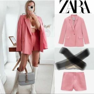 Zara SET Linen Oversized Blazer and shorts NWOT XS